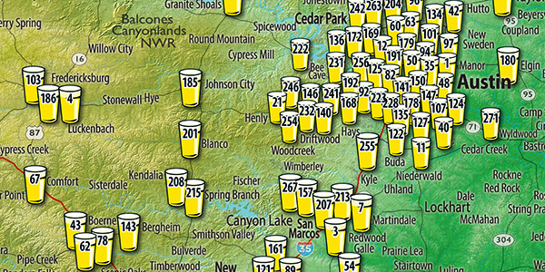 Beer Drinker's Guide to Texas Map (Front)